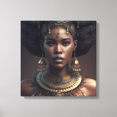 Frauen mit Halskette und Ohrringen in schwarzem Af Leinwanddruck (Vorderseite)