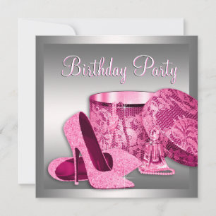 Frauen mit hohen Fersen Rosa Geburtstagsparty Einladung