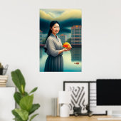 Frauen mit Karpfen - Leinwand Art Print Poster (Heimbüro)