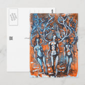 Frauen mit kleinem Wind Postkarte (Vorne/Hinten)