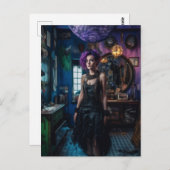 Frauen mit Lila Haar im Kostümladen Postkarte (Vorne/Hinten)