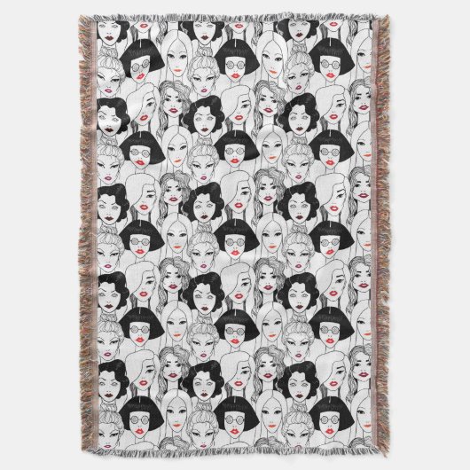 Frauen mit Lippenstift-Muster Decke (Vorderseite Vertikal)