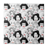 Frauen mit Lippenstift-Muster Fliese (Vorderseite)