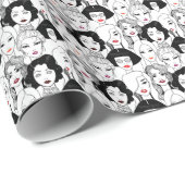 Frauen mit Lippenstift-Muster Geschenkpapier (Rolleneckpunkt)