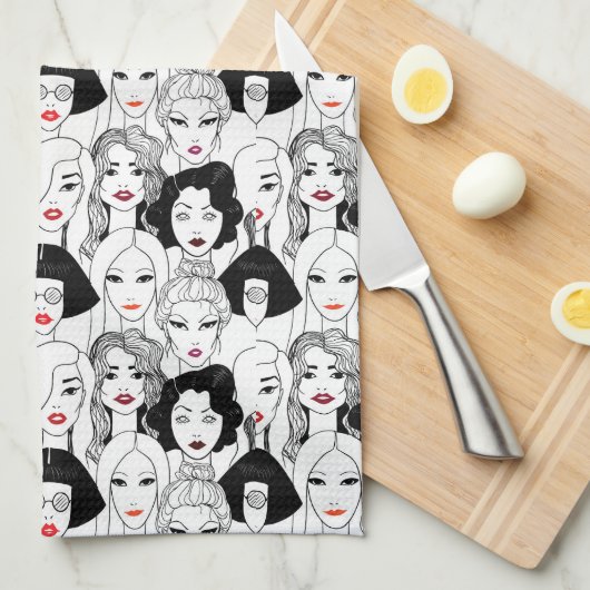 Frauen mit Lippenstift-Muster Geschirrtuch (Viertel Falte)