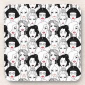 Frauen mit Lippenstift-Muster Getränkeuntersetzer (Vorderseite)