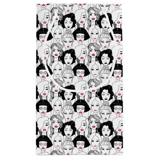 Frauen mit Lippenstift-Muster Kleine Geschenktüte (Rückseite)