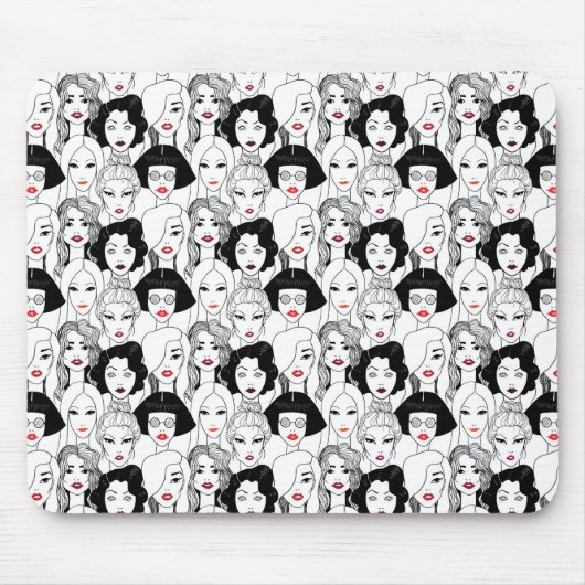 Frauen mit Lippenstift-Muster Mousepad (Vorne)