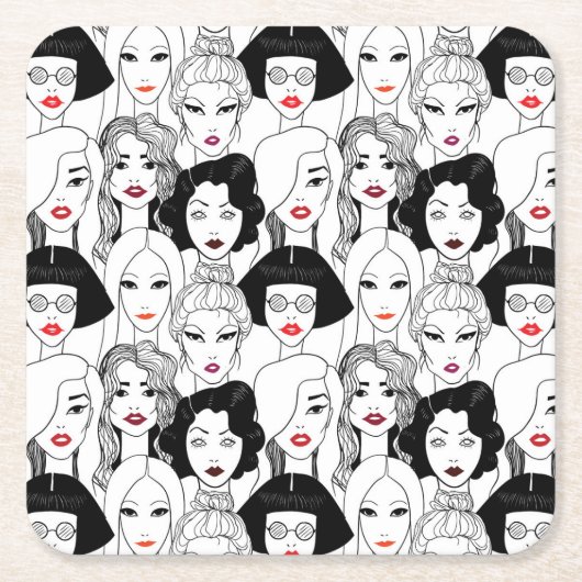 Frauen mit Lippenstift-Muster Rechteckiger Pappuntersetzer (Vorderseite)