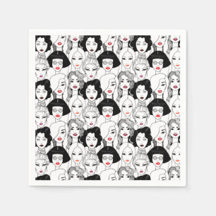 Frauen mit Lippenstift-Muster Serviette