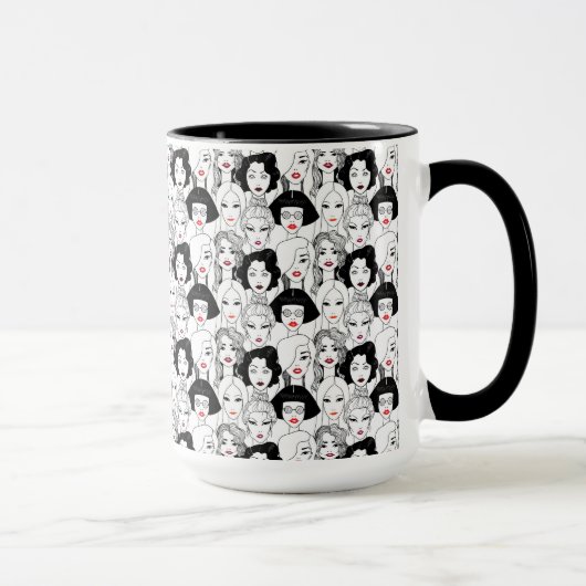 Frauen mit Lippenstift-Muster Tasse (Rechts)