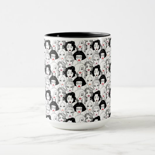 Frauen mit Lippenstift-Muster Tasse (Zentrum)