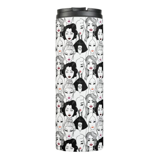 Frauen mit Lippenstift-Muster Thermosbecher (Rückseite)