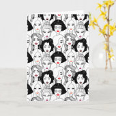 Frauen mit Lipstick-Muster Karte (Gelbe Blume)