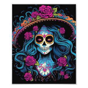 Frauen mit Makeup-Gesicht Halloween Fotodruck