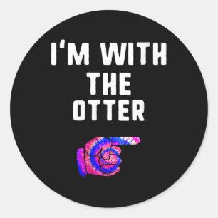 Frauen mit Otter   Halloween-Matching Runder Aufkleber