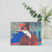 Frauen mit Peacocks Jugendstil Vintage Kunst Postkarte (Stehend Vorderseite)