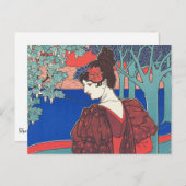 Frauen mit Peacocks Jugendstil Vintage Kunst Postkarte (Vorne/Hinten)