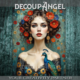 Frauen mit Pfauenbäumen und Roten Blume im Jugends Seidenpapier