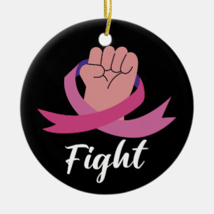Frauen mit rosa Schleife Brustkrebsbewusstsein  Keramik Ornament