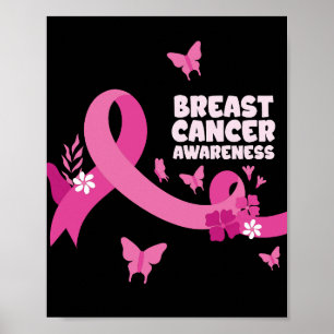 Frauen mit rosa Schleife Krebs Brustkrebsbewusstse Poster