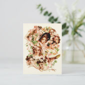 Frauen mit Rose Postkarte (Stehend Vorderseite)