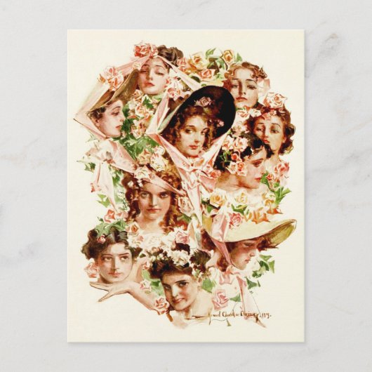 Frauen mit Rose Postkarte (Vorderseite)