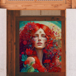 Frauen mit roten Blume Dekoupage Seidenpapier