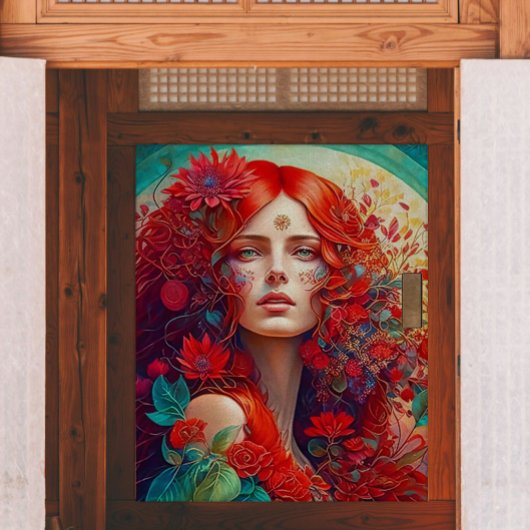 Frauen mit roten Blume Dekoupage Seidenpapier