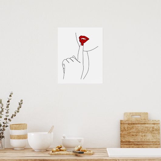 Frauen mit roten Lippen und roten Nägeln Kunst Poster (Küche)