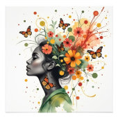 Frauen mit Schmetterlingen und Blume (3 von 4) Fotodruck (Vorne)