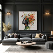 Frauen mit Schmetterlingen und Blume (3 von 4) Fotodruck