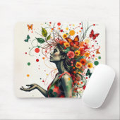 Frauen mit Schmetterlingen und Blume Mousepad (Mit Mouse)