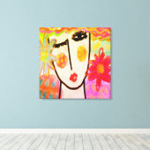 Frauen mit sommerlichen Blume Abstrakte digitale K Leinwanddruck (Insitu (Holzboden))