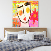 Frauen mit sommerlichen Blume Abstrakte digitale K Leinwanddruck (Insitu (Schlafzimmer))