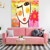 Frauen mit sommerlichen Blume Abstrakte digitale K Leinwanddruck (Insitu (Wohnzimmer))