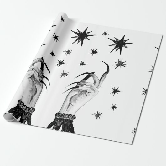 Frauen mit Sternenhimmel, Hexenhand mit Geschenkpapier (Ungerollt)