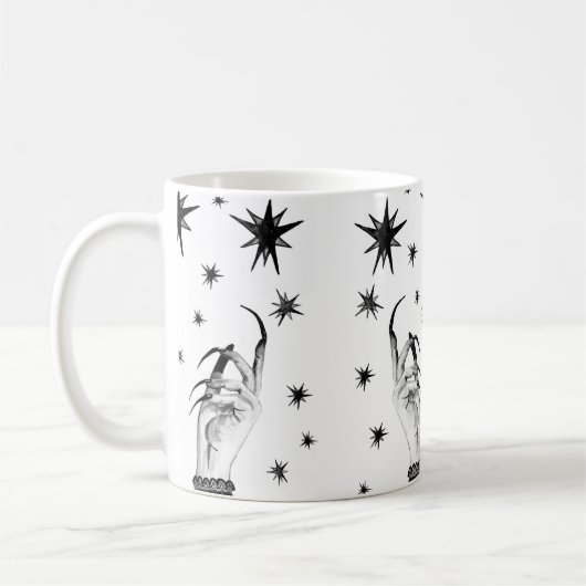 Frauen mit Sternenhimmel, Hexenhand mit Kaffeetasse (Links)