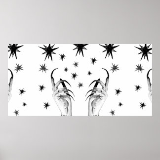 Frauen mit Sternenhimmel, Hexenhand mit Poster