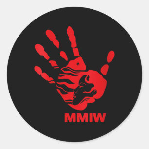 Frauen Mmiw Rote Hand Indigene Eingeborene Amerika Runder Aufkleber