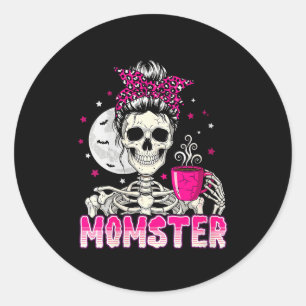 Frauen Momster-Totenkopf-Mutter-Kaffeeliebhaber-Ha Runder Aufkleber
