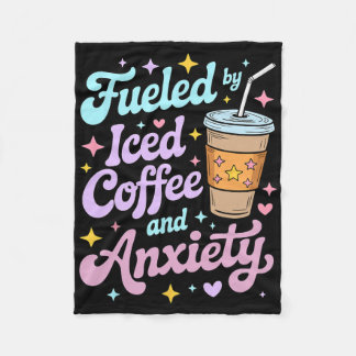 Frauen motiviert durch Eiskaffee und Angst für psy Fleecedecke