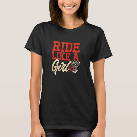 Frauen Motorrad Frauen Motorrad Grafisches Fahrrad T-Shirt (Vorderseite)