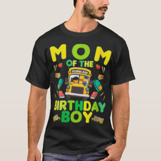 Frauen Mutter des Geburtstagsjungen Schulbus V-Aus T-Shirt