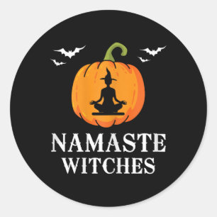 Frauen Namaste Hexen Kürbis Yoga Meditation Hal Runder Aufkleber