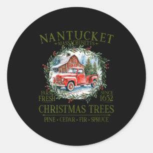 Frauen Nantucket Ma Farm Frische Weihnachtsbäume G Runder Aufkleber