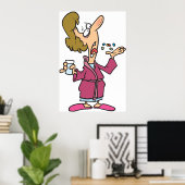 Frauen nehmen Tabletten ein Poster (Heimbüro)