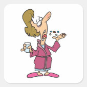 Frauen nehmen Tabletten ein Quadratischer Aufkleber (Vorderseite)