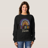 Frauen Niedlich Boho Rainbow Leopard Sweatshirt (Vorne ganz)