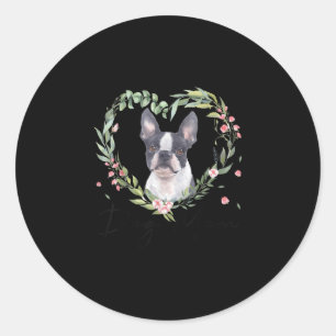 Frauen Niedlich Boston Terrier Mama Blume Dog Love Runder Aufkleber